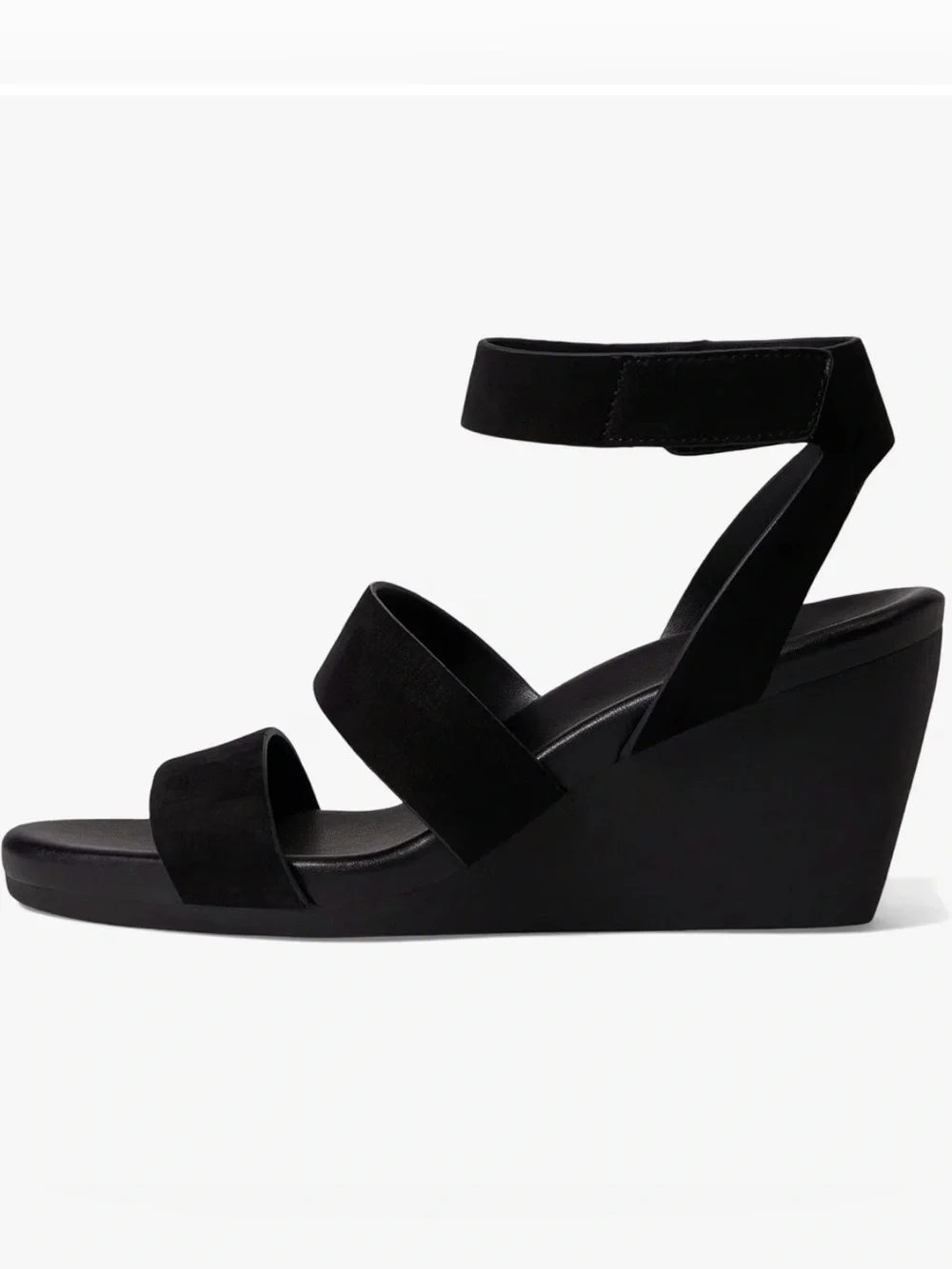 Naturalizer Gen N Ignite Lightweight Black Nubuck Leather Wedge Sandals